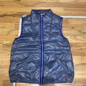 Lightweight, metallic, lilac puffer vest